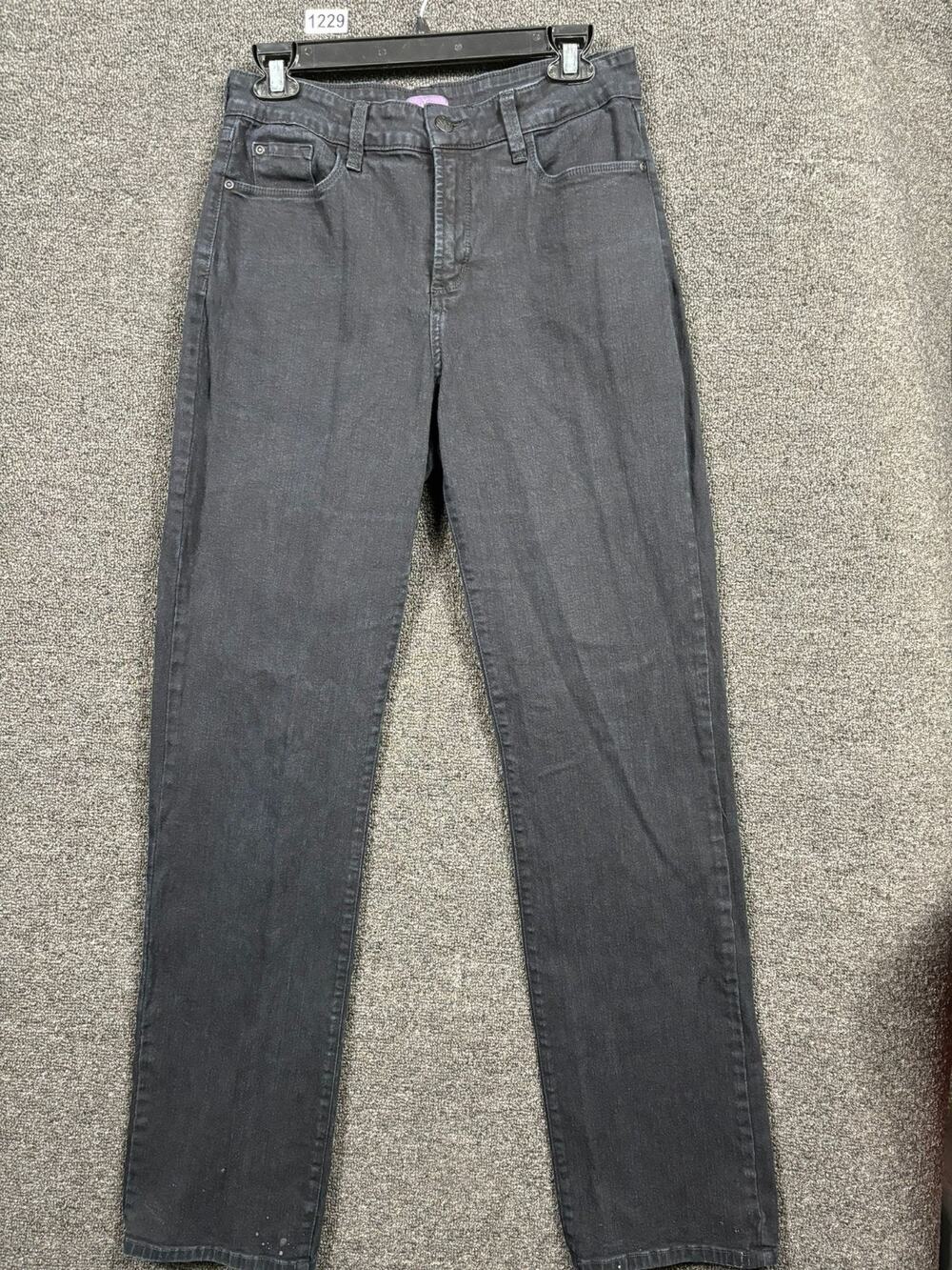 NYDJ The Original Slimming Straight Jeans Womens Size 10 Black Denim Stretch